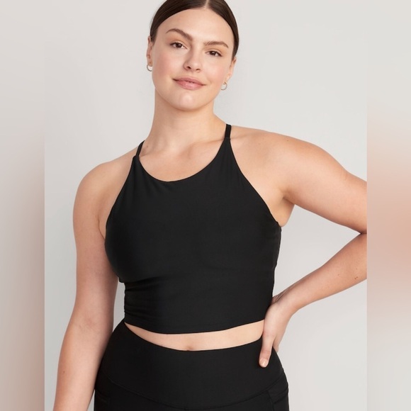 NWT! Old Navy Black Light Support PowerSoft Longline Sports Bra Cropped Tank 🤎 - Picture 5 of 12